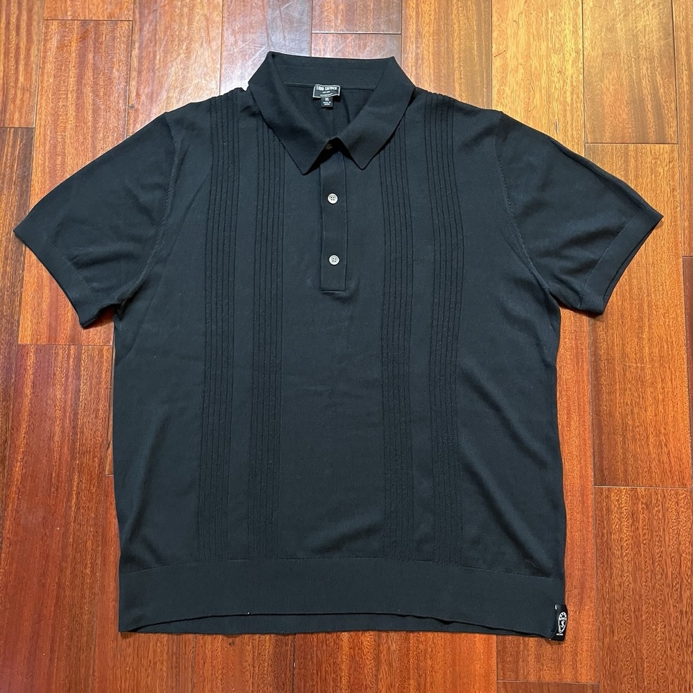 Todd Snyder Polo Shirt Mens Extra Large Solid Black Silk Blend Tailored Quality